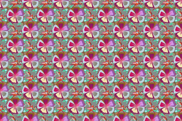 Tropikalny Bezszwowy Wzór Wieloma Kwiatami Abstrakcyjnymi Zmiennobarwna Ilustracja — Zdjęcie stockowe