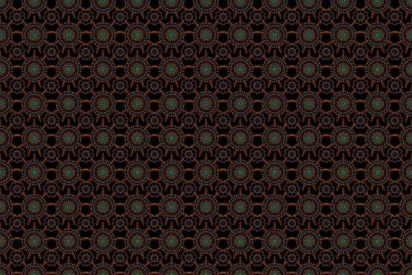 Raster Seamless Floral Pattern Orange Brown Purple Colors Design Textile — Stock Photo, Image