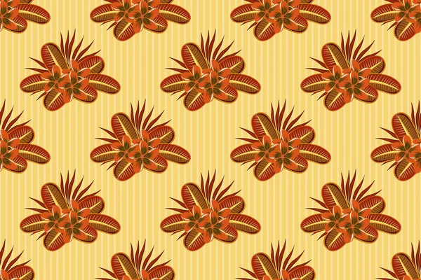 Vintage Stil Nahtloses Muster Von Abstrat Gefiederten Blüten Orange Gelb — Stockfoto