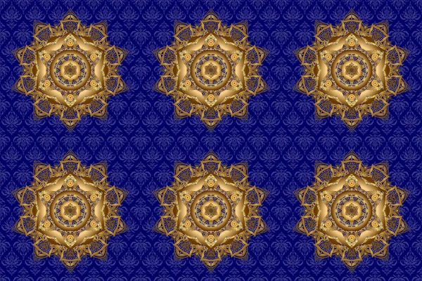 Padrão Dourado Oriental Fundo Azul Mandala Abstrata Elementos Decorativos Vintage — Fotografia de Stock