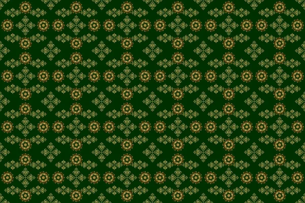 Raster Naadloze Gouden Kerst Ornament Patroon Glinsterende Achtergrond Illustratie Groene — Stockfoto