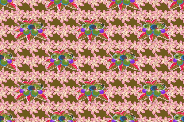 Small Cute Flowers Green Beige Colors Seamless Pattern Image Many — Stock Photo, Image