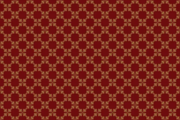 赤と金のシームレスなパターン ポルカ ドット コンフェッティ ラスターイラスト 光沢のある背景 金箔の質感 抽象幾何学的現代的背景 アール デコ様式 — ストック写真