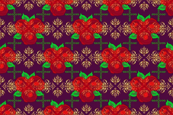 Ethnische Florale Nahtlose Muster Rosa Orange Und Lila Farben Mit — Stockfoto