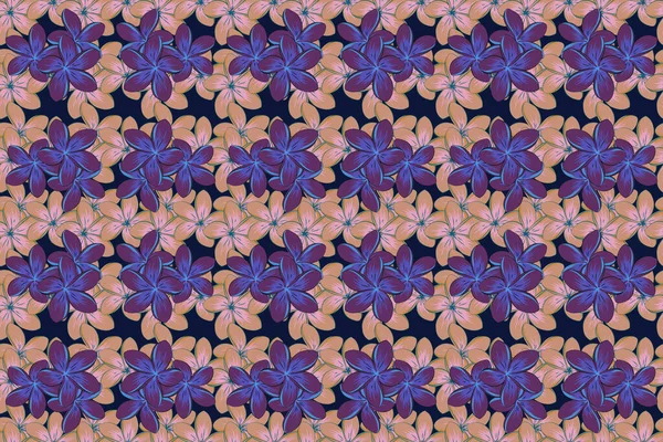Raster Illustration Seamless Background Pattern Decorative Plumeria Flowers Leaves Beige — Stock Photo, Image