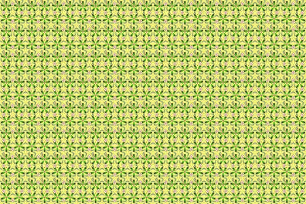Cute Seamless Pattern Small Flower Ditsy Floral Style Green Yellow — Stock Photo, Image