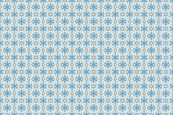 Pequenas Flores Delicadas Nas Cores Bege Marrom Azul Impressão Gráfica — Fotografia de Stock