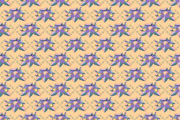 Niedliche Hibiskusblüten Raster Abstrakte Blumen Violetten Farben Auf Beigem Hintergrund — Stockfoto