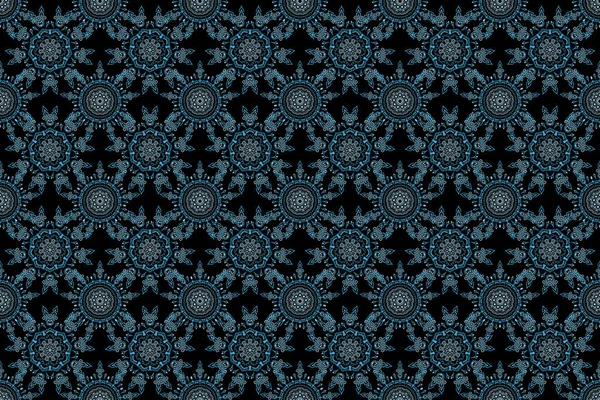 Raster Blue Green Damask Lace Floral Ornament Delicate Intricate Decorated — Stock Photo, Image