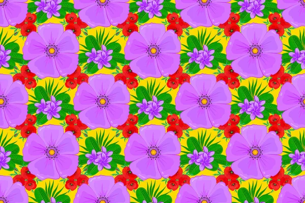 Tavaszi Évjárat Virágos Háttér Gyönyörű Raszteres Textúra Zökkenőmentes Minta Aranyos — Stock Fotó