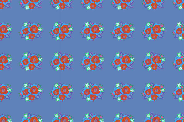 Modern flower pattern with royal flower. Colored orient pattern in pink and blue colors. Seamless floral ornament.
