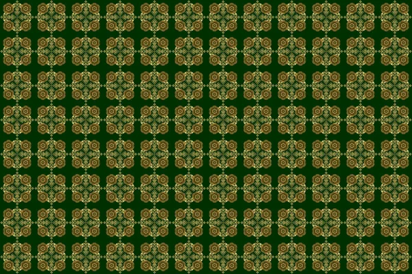 Raster motley star pattern, star decorations, golden and green grid. Luxury motley seamless pattern with stars.
