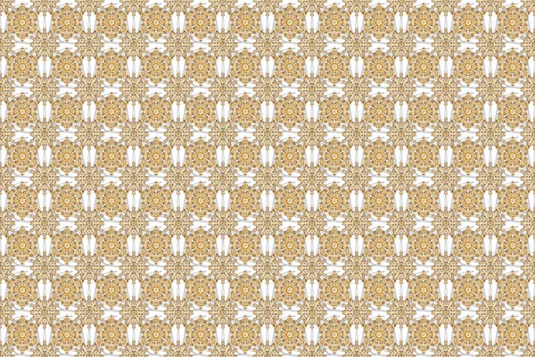 And golden pattern. Seamless abstract background with golden repeating elements. Elegant raster classic golden seamless pattern.