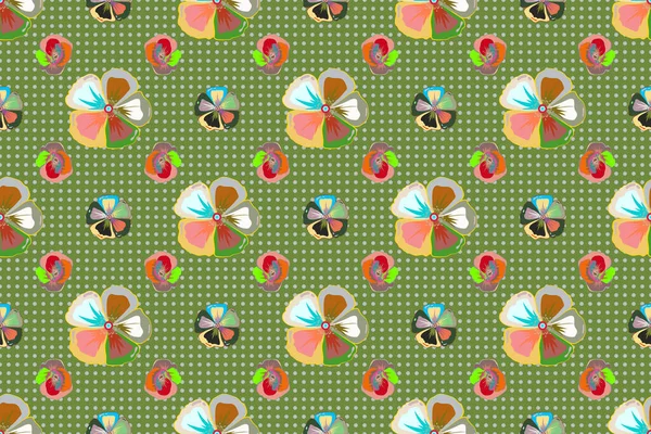 Tropical Seamless Pattern Many Green Pink Abstract Flowers Varicolored Raster — Stock Photo, Image