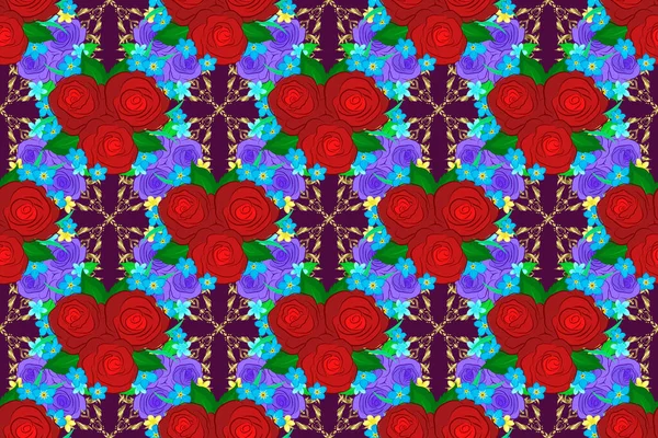 Nahtlose Textur Aus Floralen Ornamenten Violetten Violetten Und Roten Farben — Stockfoto