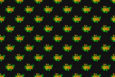 Raster illüstrasyonu. Yumuşak suluboya gül deseni - Gri, yeşil ve siyah renklerde kusursuz desen.