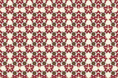 Çiçek arkaplan. Kırmızı, gri ve bej renklerde pürüzsüz raster deseni.