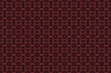 Dekoratif tasarım unsuru filigran hat sanatı. Siyah, kırmızı ve kahverengi klasik barok süsü. Raster illüstrasyonu. Retro pürüzsüz desenli antika akanthus.