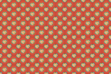 Turuncu, pembe ve bej çiçekli suluboya çiçek resmi. Turuncu, pembe ve bej renklerde raster pürüzsüz desen.