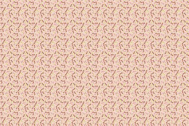 Soyut menekşe, bej ve pembe kirazlı, pürüzsüz çiçek deseni..