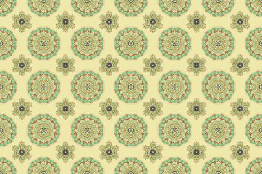 Tatil sembolü. Bej retro arka planda çok renkli yıldızların pürüzsüz deseni. Soyut Raster duvar kağıdı, Noel süsü, konfeti, tekstil, ambalaj için parlak renkli tasarım.