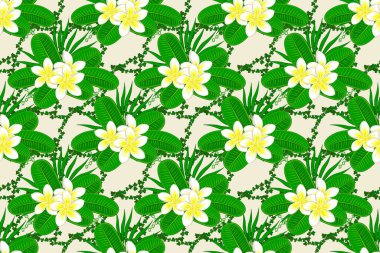 Raster çizimi iç tasarım, baskı, web ve tekstil tasarımı için iyidir. Bej bir arka planda çiçek süslemesinin kusursuz dokusu. Optik yanılsama.