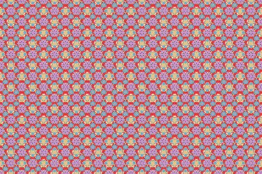 Küçük çiçekler bej, mavi ve pembe renklerde pürüzsüz desenler. Raster çiçeklerle renklendirilmiş dallar. Raster illüstrasyonu.