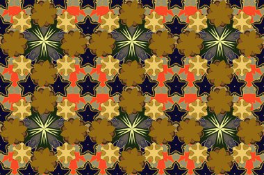 Basit modern semboller sarı, kahverengi ve gri renklerde. Kusursuz, soyut el fırça darbesi çiçek desenli doku. Raster illüstrasyonu.