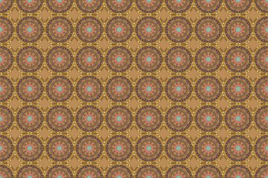 Bej arka planda geleneksel oryantasyon süsü. Kusursuz klasik raster çok renkli desen.