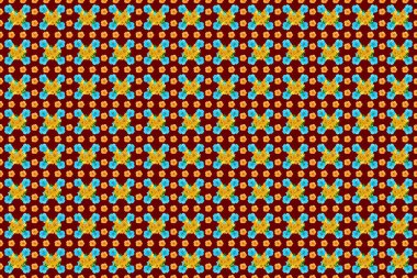 Kırmızı arka planda çiçek süslemesinin kusursuz dokusu. Kozmos çiçekleri ile optik illüzyon. Raster illüstrasyonu iç tasarım, baskı, web ve tekstil tasarımı için iyidir..