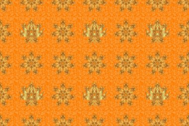 Altın geometrik elementlere sahip soyut, pürüzsüz bir desen. Turuncu arka planda altın stilize yıldızlar. Fan, Noel altınını şekillendirdi. Yeni yıl 2018 tatil süslemesi.