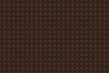 Damask, kahverengi, kırmızı ve yeşil renklerde çiçeksiz arkaplan deseni. Raster illüstrasyonu.