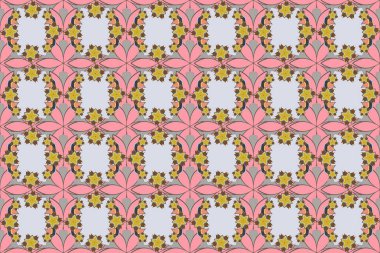 Pembe, gri ve kahverengi elementleri olan soyut, klasik, pürüzsüz desen. Vintage raster süsü.