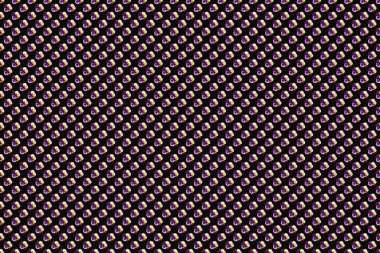 Raster illüstrasyonu. Sevimli Raster Cosmos çiçekleri baskısı. Sarı, mor ve menekşe renklerinde çiçeksiz desenler..