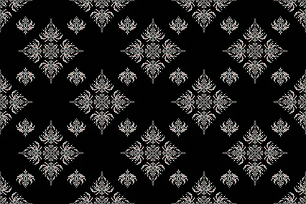 黑色背景上有中性元素的图案 老式无缝质感 可用于豪华贺卡的豪华贺卡 黑色背景上的Raster Motley装饰品 — 图库照片