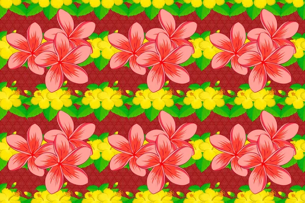 Doodle Skiss Stil Handritad Illustration Raster Sömlös Blommönster Med Plumeria — Stockfoto