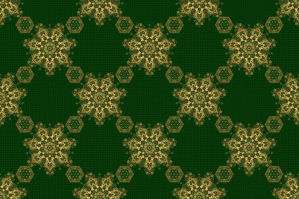 Naadloze Klassieke Raster Gouden Patroon Traditioneel Oriënterend Ornament Een Groene — Stockfoto
