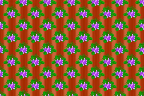 Seamless Pattern Cute Plumeria Flowers Violet Orange Green Colors Spring — Stock Photo, Image