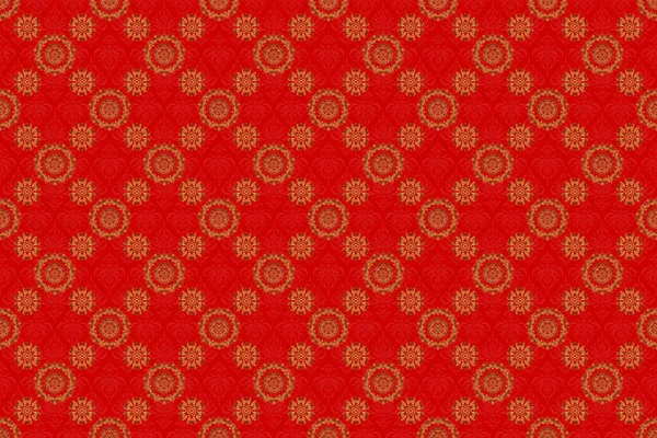 Raster Shiny Metal Surface Seamless Pattern Abstract Golden Elements Red — Stock Photo, Image