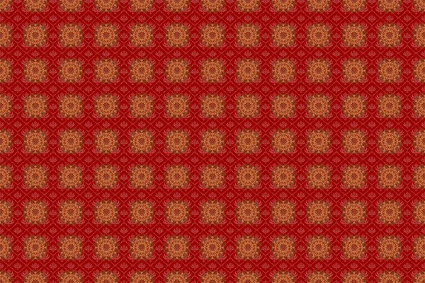 Seamless Pattern Golden Elements Red Backdrop Kit Decorating Festive Greeting — Stock Photo, Image