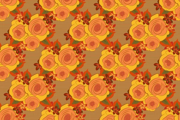 Botanical Natural Seamless Pattern Watercolor Style Brown Yellow Orange Colors — Stock Photo, Image