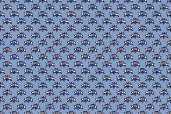 Seamless flower pattern. Seamless floral pattern. Raster seamless pattern with gray and blue hibiscus. Floral background in gray and blue colors.
