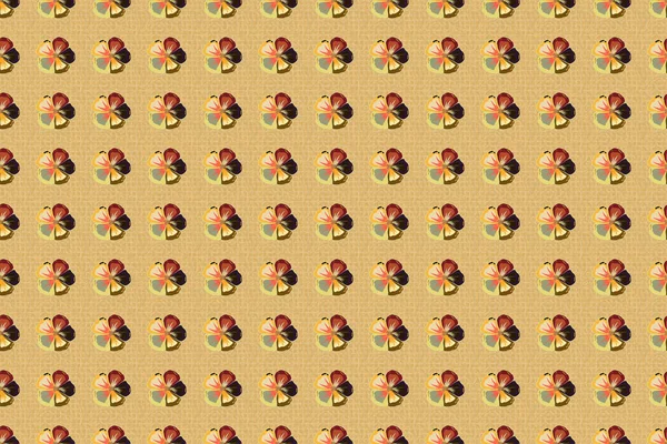 Seamless Pattern Decorative Summer Cosmos Flowers Yellow Beige Orange Colors — Stock Photo, Image