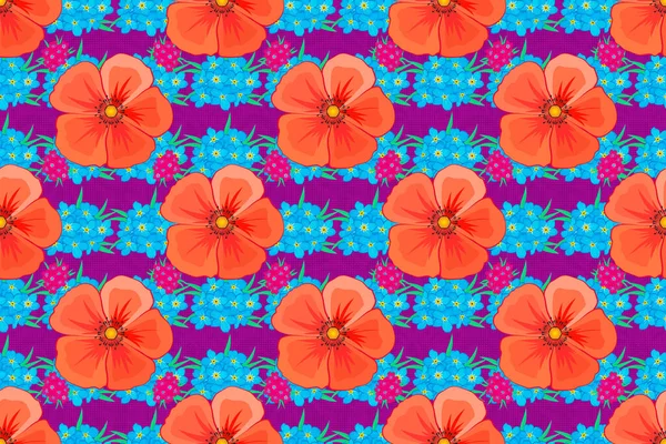래스터 우주는 무미건조 패턴으로 피웁니다 보라색 배경에 가시없는 꽃무늬 — 스톡 사진