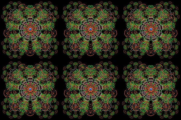Nowoczesna Ozdoba Graficzna Abstrakcyjna Ozdoba Arabskim Stylu Fioletowy Pomarańczowy Zielony — Zdjęcie stockowe