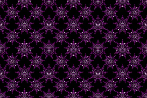 Raster illustration. Cutout paper lace texture, raster tulle background, swirly seamless pattern in violet colors.