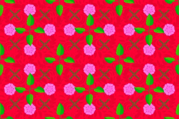 Textura Perfecta Adorno Floral Colores Verde Rosa Rojo Ilustración Trama —  Fotos de Stock