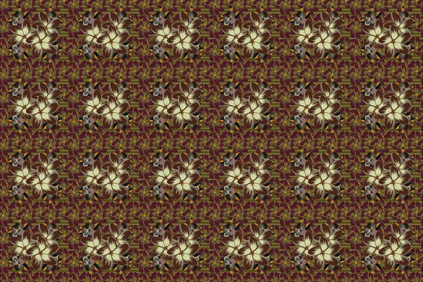 Plumeria Flowers Seamless Pattern Green Brown Red Colors Cute Raster — Stock Photo, Image