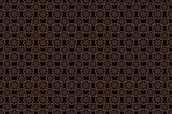 Graphic modern pattern. Orange, gray and blue texture on black background. Seamless raster background. Abstract pattern in Arabian style.