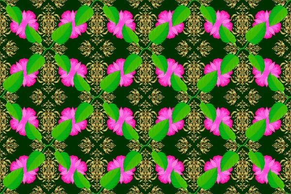 Papel Primavera Com Flores Bonitos Abstratos Nas Cores Verde Rosa — Fotografia de Stock